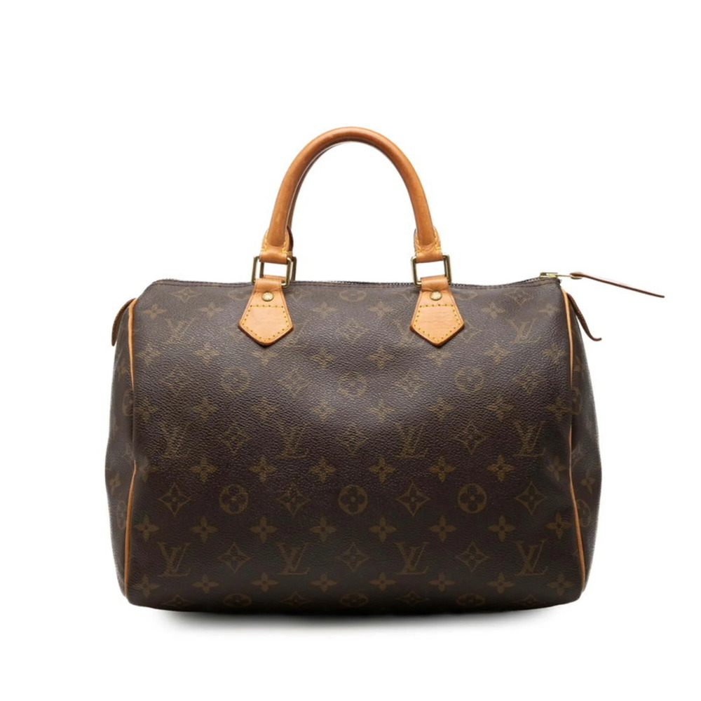 LOUIS VUITTON Brown Monogram Leather Speedy 30 Boston Bag - Picture 1 of 6